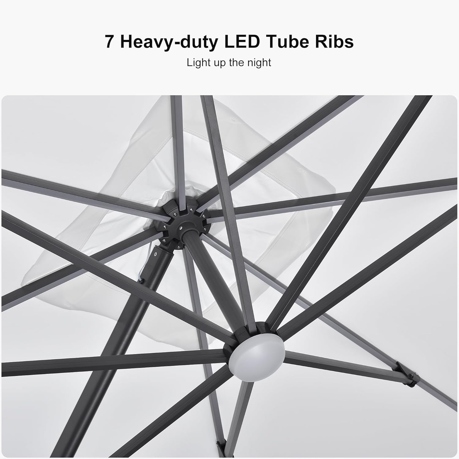 11 Feet Patio Umbrella with Base Outdoor Cantilever Round Umbrella Aluminum Offset Umbrella with 360-degree Rotation for Garden Deck Pool Patio, Beige