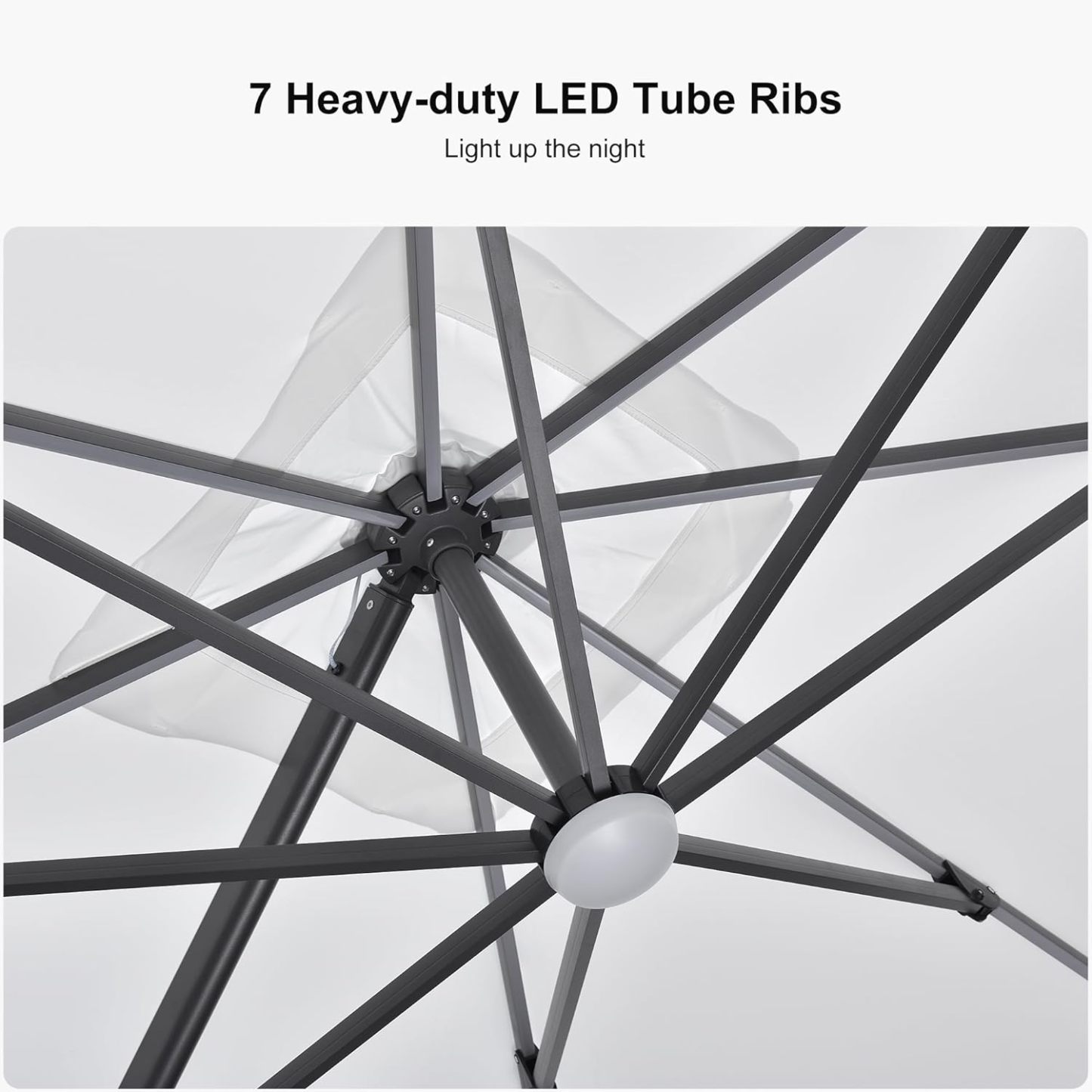 11 Feet Patio Umbrella with Base Outdoor Cantilever Round Umbrella Aluminum Offset Umbrella with 360-degree Rotation for Garden Deck Pool Patio, Beige