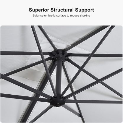 11 Feet Patio Umbrella with Base Outdoor Cantilever Round Umbrella Aluminum Offset Umbrella with 360-degree Rotation for Garden Deck Pool Patio, Beige