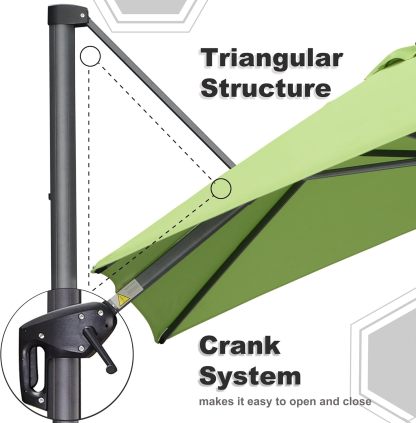 11 Feet Patio Umbrella with Base Outdoor Cantilever Round Umbrella Aluminum Offset Umbrella with 360-degree Rotation for Garden Deck Pool Patio, Beige