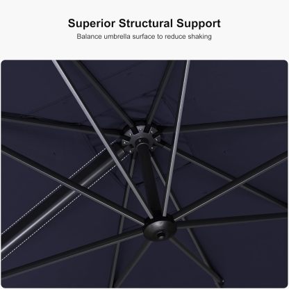 11 Feet Patio Umbrella with Base Outdoor Cantilever Round Umbrella Aluminum Offset Umbrella with 360-degree Rotation for Garden Deck Pool Patio, Beige