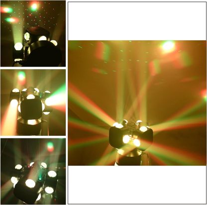Moving Head DJ Light Party RGBW LED Beam Lights DMX 512 Strobe Light with Sound Activated 360°Rotation Stage Lighting Equipment for Events DJ KTV Disco Wedding Concert Festival