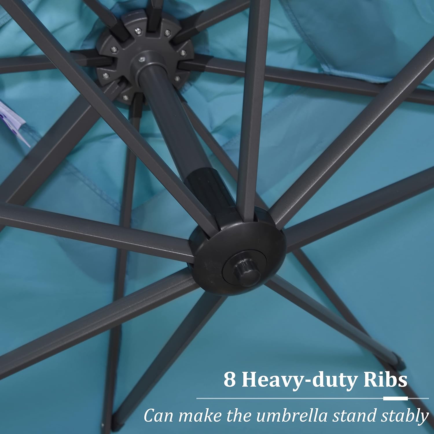 11 Feet Patio Umbrella with Base Outdoor Cantilever Round Umbrella Aluminum Offset Umbrella with 360-degree Rotation for Garden Deck Pool Patio, Beige