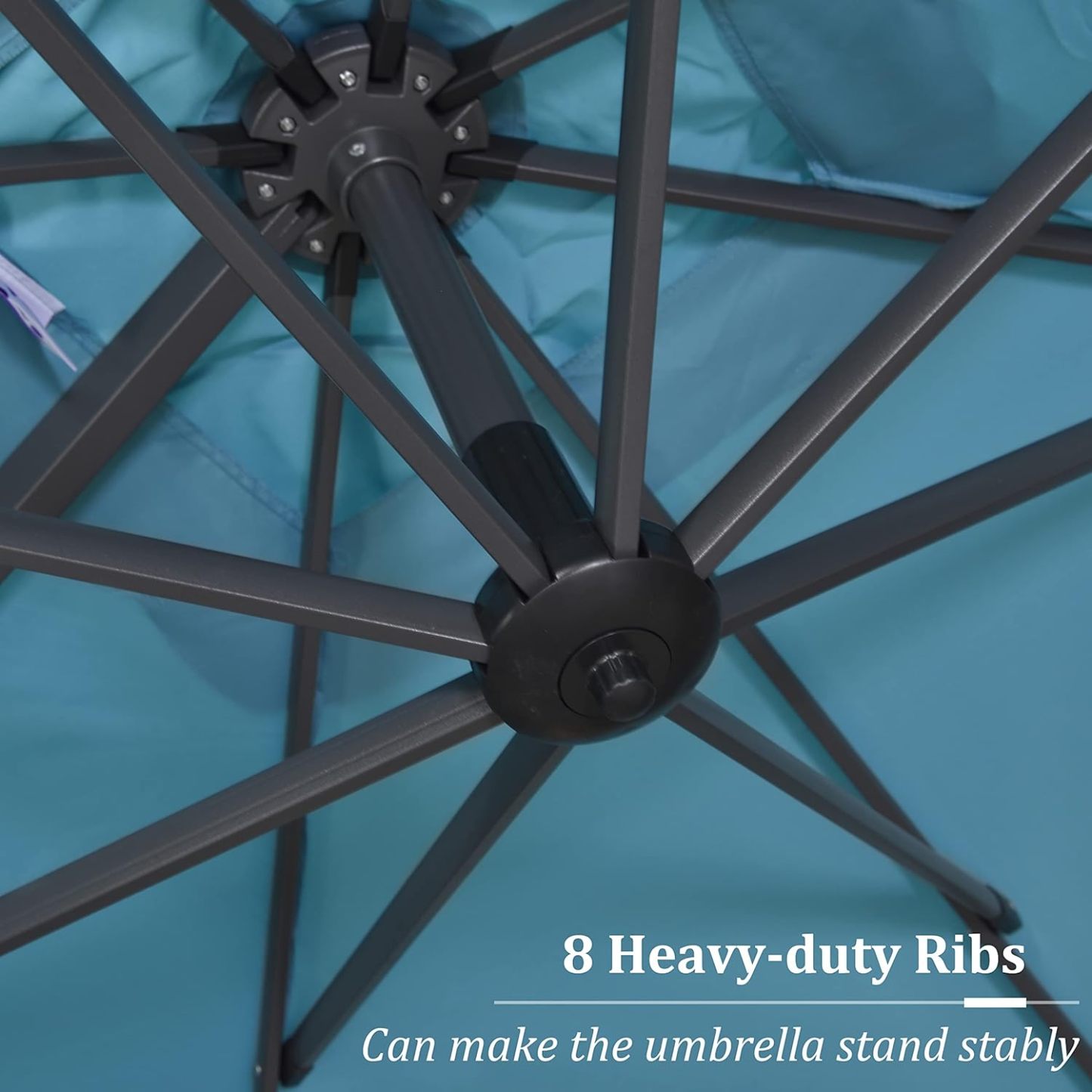 11 Feet Patio Umbrella with Base Outdoor Cantilever Round Umbrella Aluminum Offset Umbrella with 360-degree Rotation for Garden Deck Pool Patio, Beige