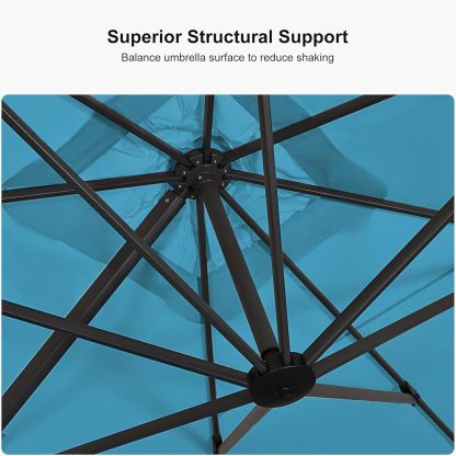 11 Feet Patio Umbrella with Base Outdoor Cantilever Round Umbrella Aluminum Offset Umbrella with 360-degree Rotation for Garden Deck Pool Patio, Beige