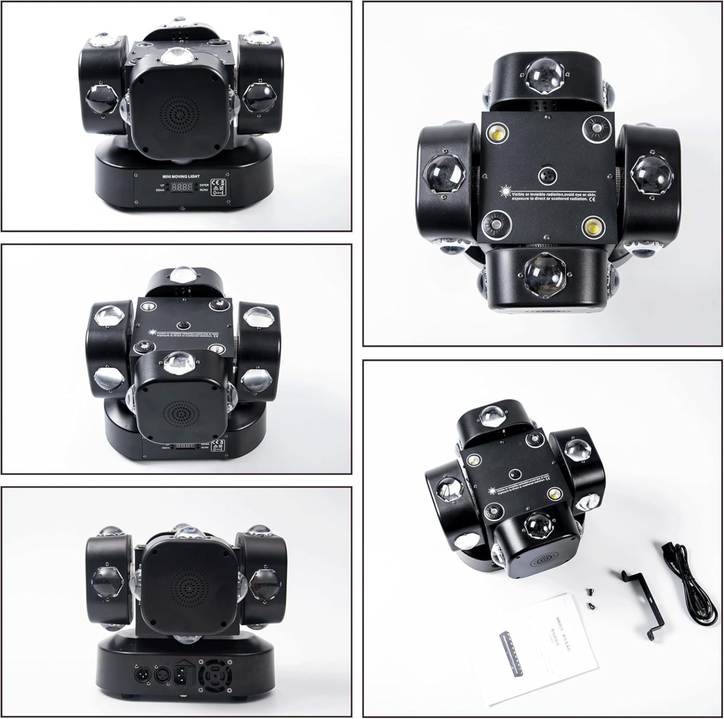 Moving Head DJ Light Party RGBW LED Beam Lights DMX 512 Strobe Light with Sound Activated 360°Rotation Stage Lighting Equipment for Events DJ KTV Disco Wedding Concert Festival