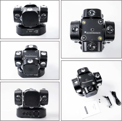 Moving Head DJ Light Party RGBW LED Beam Lights DMX 512 Strobe Light with Sound Activated 360°Rotation Stage Lighting Equipment for Events DJ KTV Disco Wedding Concert Festival