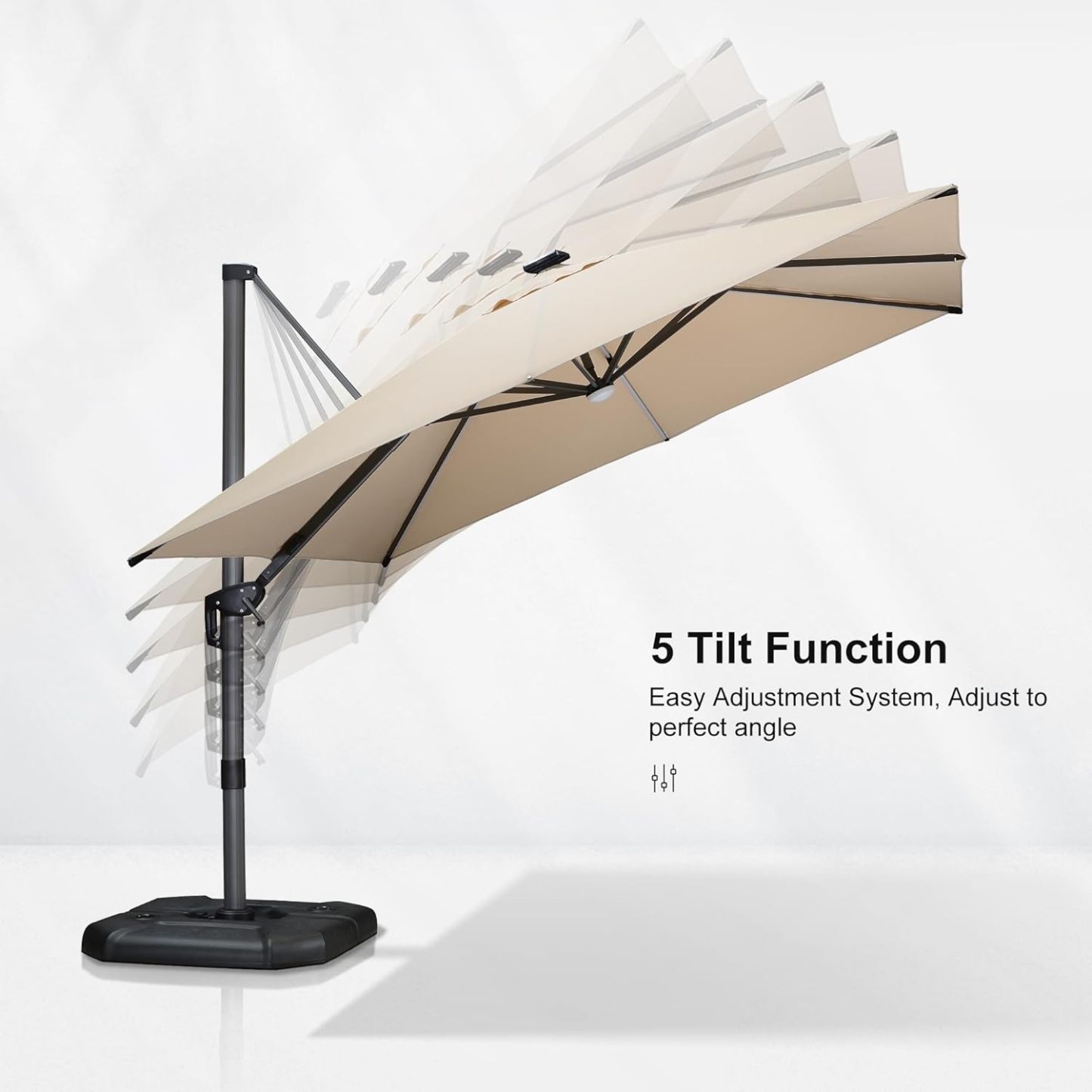 11 Feet Patio Umbrella with Base Outdoor Cantilever Round Umbrella Aluminum Offset Umbrella with 360-degree Rotation for Garden Deck Pool Patio, Beige