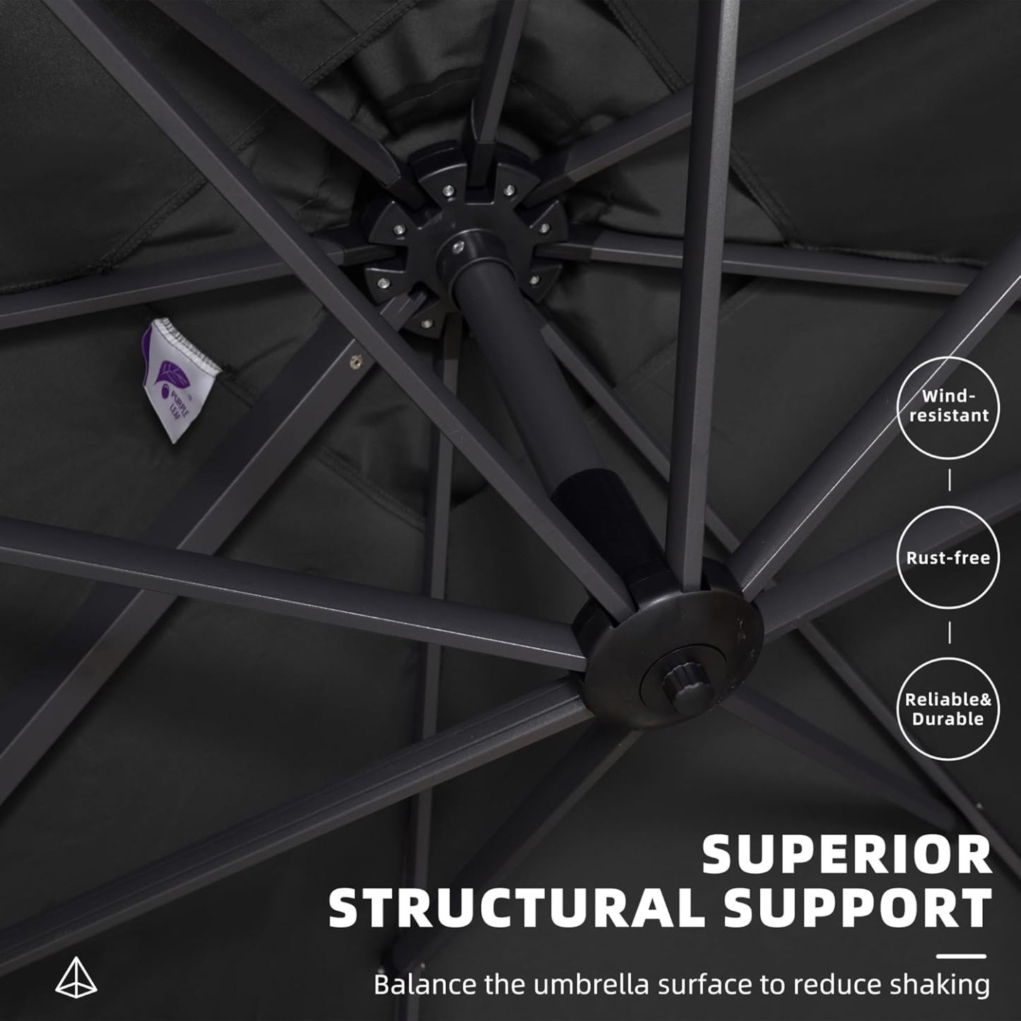 11 Feet Patio Umbrella with Base Outdoor Cantilever Round Umbrella Aluminum Offset Umbrella with 360-degree Rotation for Garden Deck Pool Patio, Beige