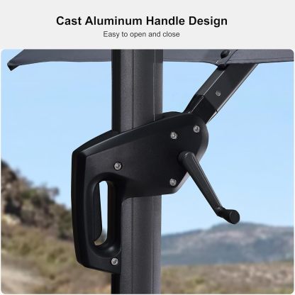 11 Feet Patio Umbrella with Base Outdoor Cantilever Round Umbrella Aluminum Offset Umbrella with 360-degree Rotation for Garden Deck Pool Patio, Beige