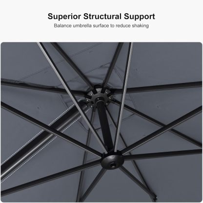 11 Feet Patio Umbrella with Base Outdoor Cantilever Round Umbrella Aluminum Offset Umbrella with 360-degree Rotation for Garden Deck Pool Patio, Beige