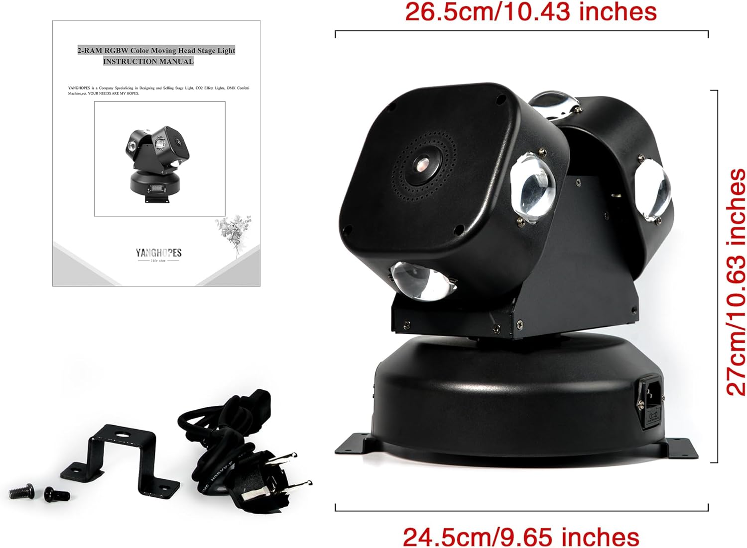 Moving Head DJ Light Party RGBW LED Beam Lights DMX 512 Strobe Light with Sound Activated 360°Rotation Stage Lighting Equipment for Events DJ KTV Disco Wedding Concert Festival