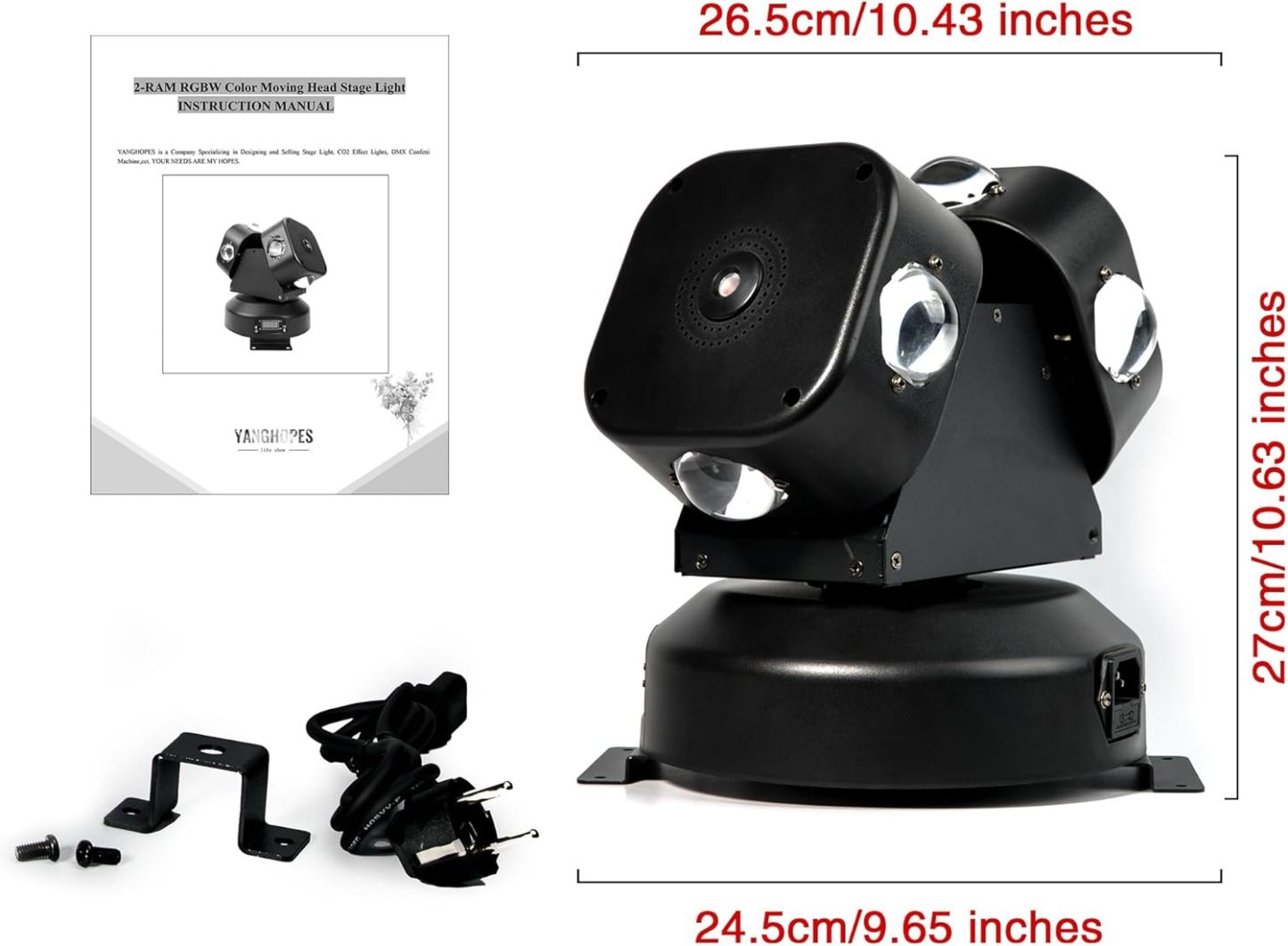 Moving Head DJ Light Party RGBW LED Beam Lights DMX 512 Strobe Light with Sound Activated 360°Rotation Stage Lighting Equipment for Events DJ KTV Disco Wedding Concert Festival