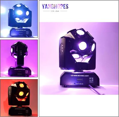 Moving Head DJ Light Party RGBW LED Beam Lights DMX 512 Strobe Light with Sound Activated 360°Rotation Stage Lighting Equipment for Events DJ KTV Disco Wedding Concert Festival