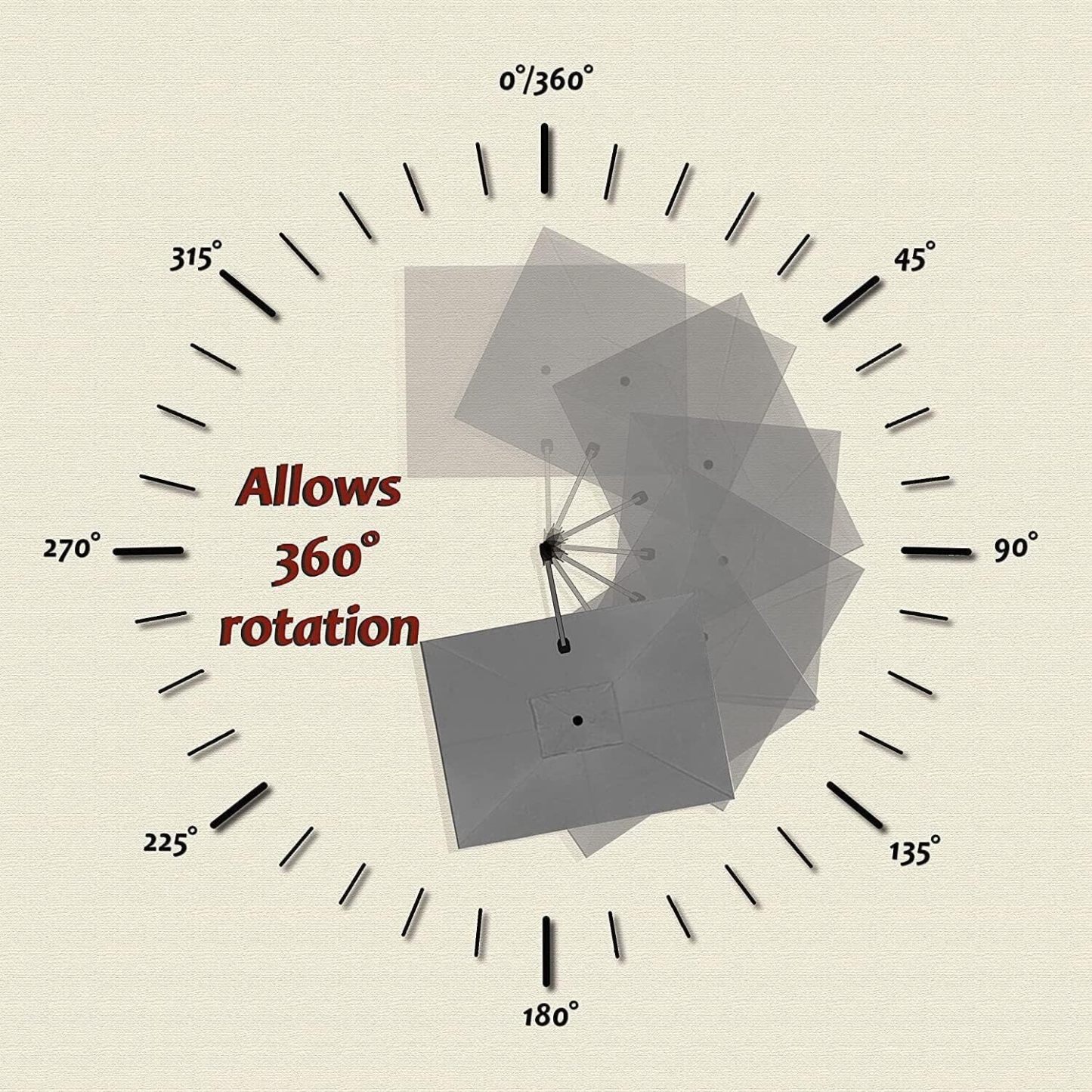 11 Feet Patio Umbrella with Base Outdoor Cantilever Round Umbrella Aluminum Offset Umbrella with 360-degree Rotation for Garden Deck Pool Patio, Beige