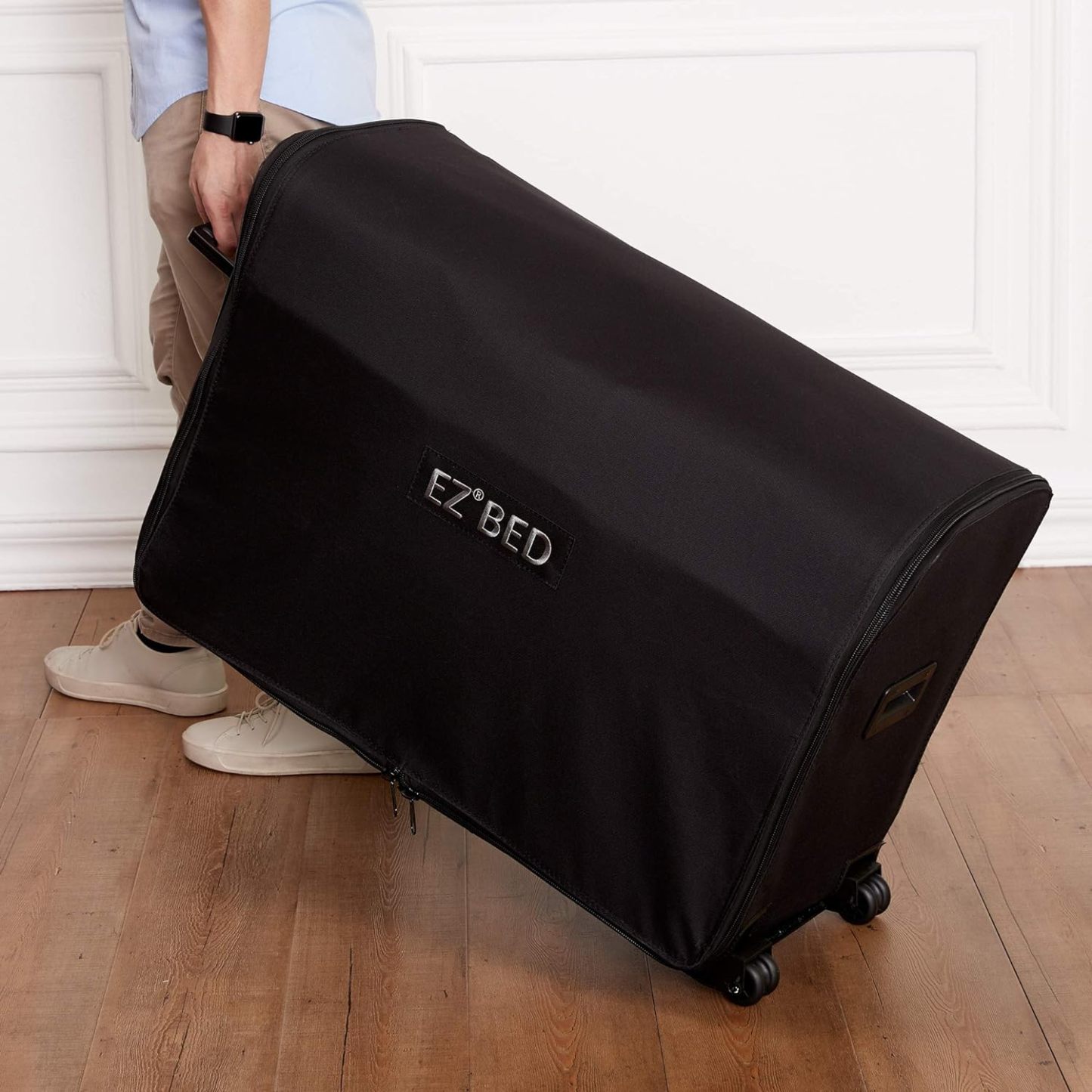EZ Simpli Comfy Bed Queen Self-Inflating Air Mattress with Built-in Frame, Pump and Wheeled Case