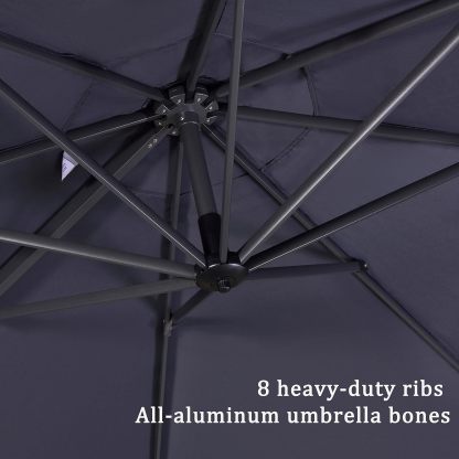 11 Feet Patio Umbrella with Base Outdoor Cantilever Round Umbrella Aluminum Offset Umbrella with 360-degree Rotation for Garden Deck Pool Patio, Beige