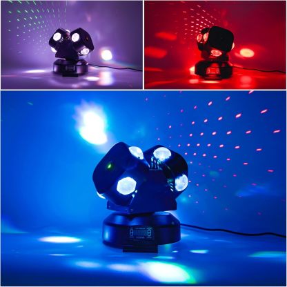Moving Head DJ Light Party RGBW LED Beam Lights DMX 512 Strobe Light with Sound Activated 360°Rotation Stage Lighting Equipment for Events DJ KTV Disco Wedding Concert Festival
