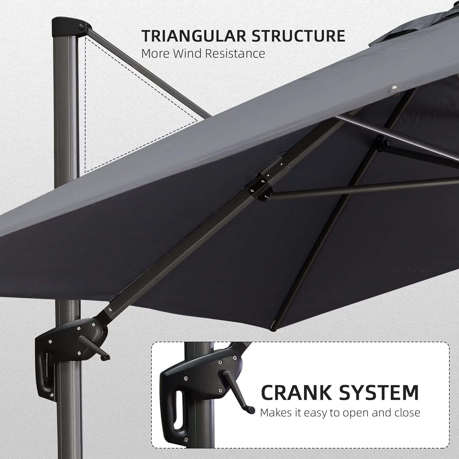 11 Feet Patio Umbrella with Base Outdoor Cantilever Round Umbrella Aluminum Offset Umbrella with 360-degree Rotation for Garden Deck Pool Patio, Beige