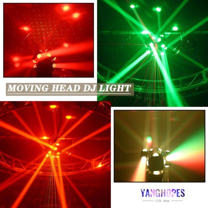Moving Head DJ Light Party RGBW LED Beam Lights DMX 512 Strobe Light with Sound Activated 360°Rotation Stage Lighting Equipment for Events DJ KTV Disco Wedding Concert Festival