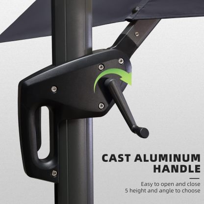 11 Feet Patio Umbrella with Base Outdoor Cantilever Round Umbrella Aluminum Offset Umbrella with 360-degree Rotation for Garden Deck Pool Patio, Beige