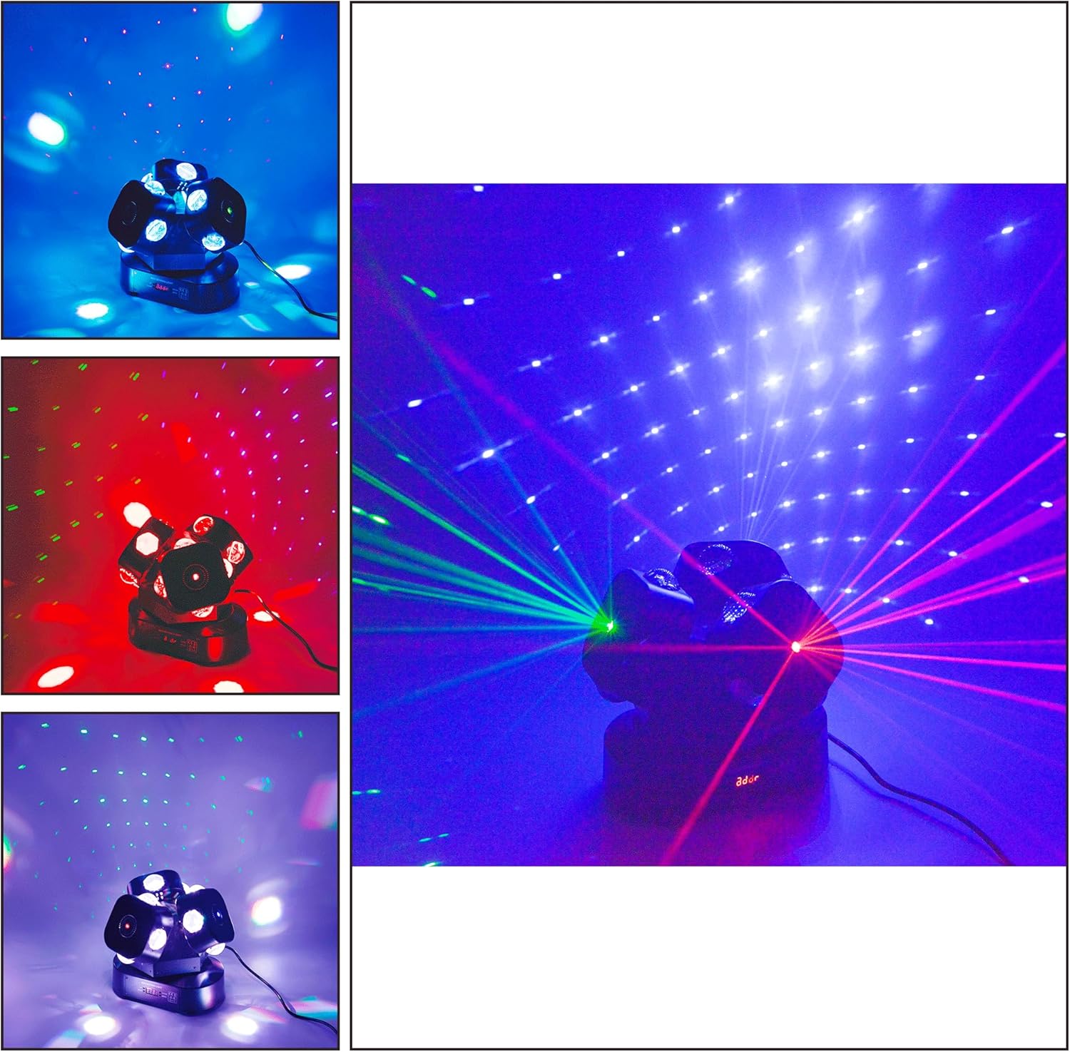 Moving Head DJ Light Party RGBW LED Beam Lights DMX 512 Strobe Light with Sound Activated 360°Rotation Stage Lighting Equipment for Events DJ KTV Disco Wedding Concert Festival