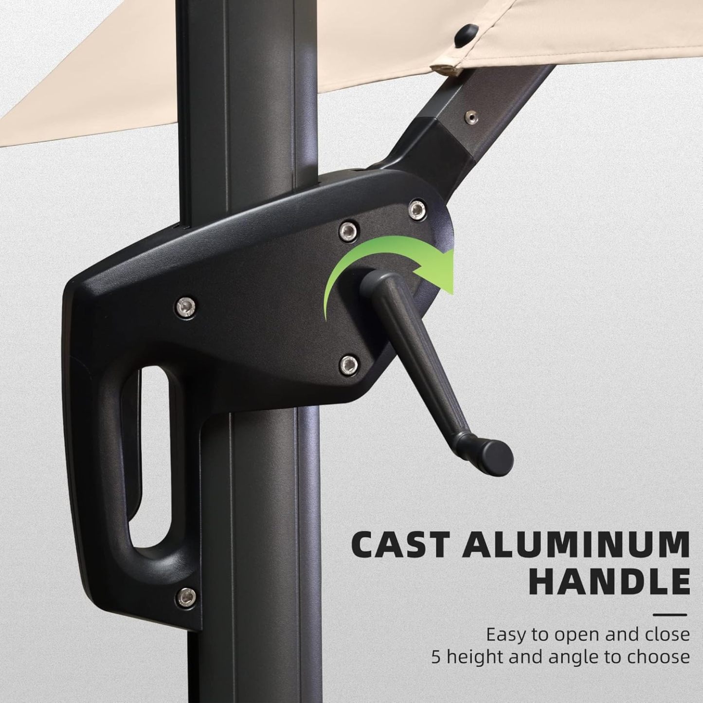 11 Feet Patio Umbrella with Base Outdoor Cantilever Round Umbrella Aluminum Offset Umbrella with 360-degree Rotation for Garden Deck Pool Patio, Beige