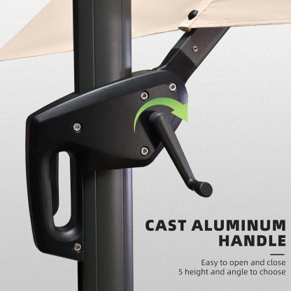 11 Feet Patio Umbrella with Base Outdoor Cantilever Round Umbrella Aluminum Offset Umbrella with 360-degree Rotation for Garden Deck Pool Patio, Beige