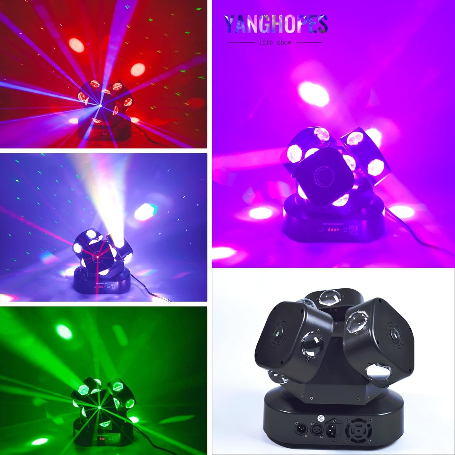 Moving Head DJ Light Party RGBW LED Beam Lights DMX 512 Strobe Light with Sound Activated 360°Rotation Stage Lighting Equipment for Events DJ KTV Disco Wedding Concert Festival