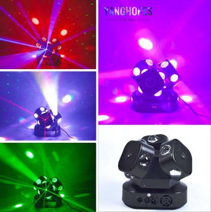 Moving Head DJ Light Party RGBW LED Beam Lights DMX 512 Strobe Light with Sound Activated 360°Rotation Stage Lighting Equipment for Events DJ KTV Disco Wedding Concert Festival
