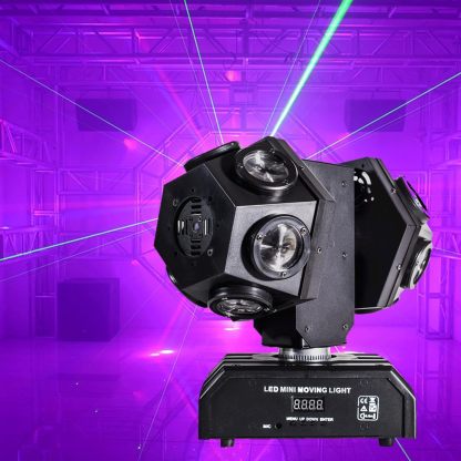 Moving Head DJ Light Party RGBW LED Beam Lights DMX 512 Strobe Light with Sound Activated 360°Rotation Stage Lighting Equipment for Events DJ KTV Disco Wedding Concert Festival