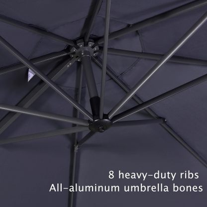 11 Feet Patio Umbrella with Base Outdoor Cantilever Round Umbrella Aluminum Offset Umbrella with 360-degree Rotation for Garden Deck Pool Patio, Beige