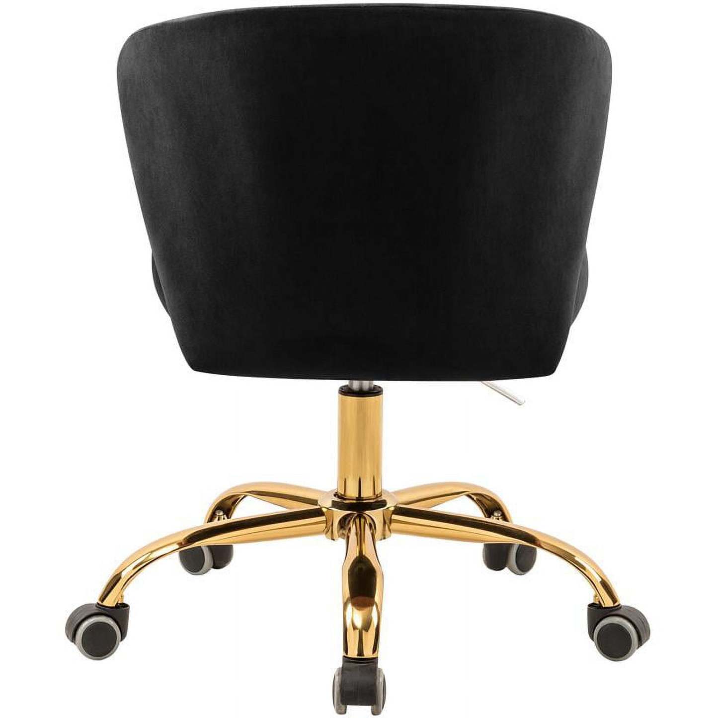 Meridian Furniture Finley Swivel Adjustable Black Velvet and Chrome Office Chair