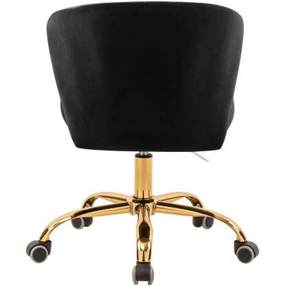 Meridian Furniture Finley Swivel Adjustable Black Velvet and Chrome Office Chair