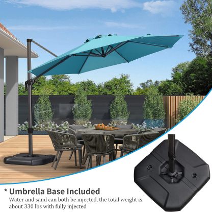 11 Feet Patio Umbrella with Base Outdoor Cantilever Round Umbrella Aluminum Offset Umbrella with 360-degree Rotation for Garden Deck Pool Patio, Beige