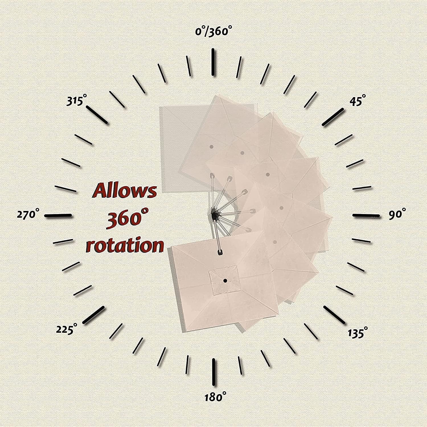 11 Feet Patio Umbrella with Base Outdoor Cantilever Round Umbrella Aluminum Offset Umbrella with 360-degree Rotation for Garden Deck Pool Patio, Beige