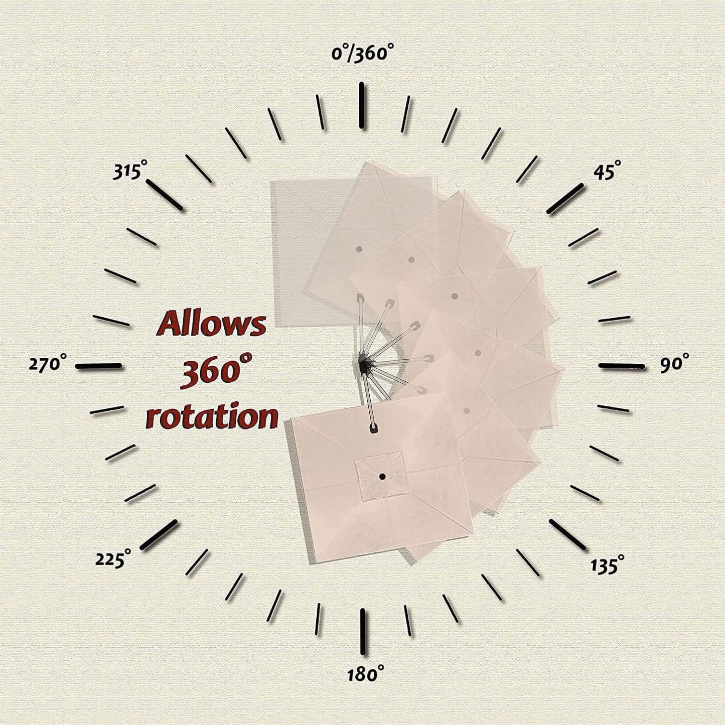 11 Feet Patio Umbrella with Base Outdoor Cantilever Round Umbrella Aluminum Offset Umbrella with 360-degree Rotation for Garden Deck Pool Patio, Beige