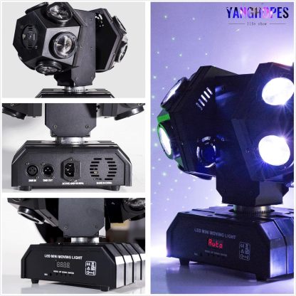 Moving Head DJ Light Party RGBW LED Beam Lights DMX 512 Strobe Light with Sound Activated 360°Rotation Stage Lighting Equipment for Events DJ KTV Disco Wedding Concert Festival