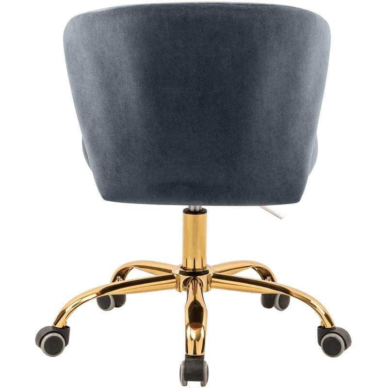 Meridian Furniture Finley Swivel Adjustable Black Velvet and Chrome Office Chair