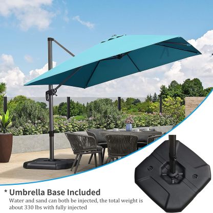 11 Feet Patio Umbrella with Base Outdoor Cantilever Round Umbrella Aluminum Offset Umbrella with 360-degree Rotation for Garden Deck Pool Patio, Beige
