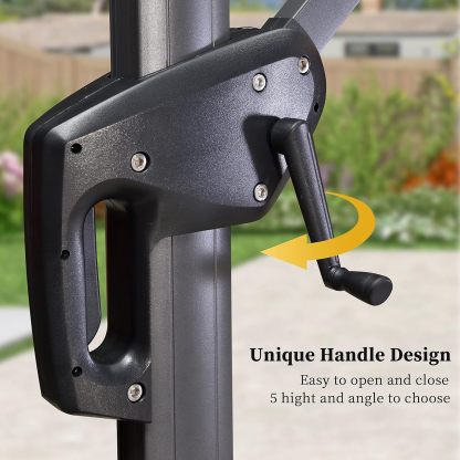 11 Feet Patio Umbrella with Base Outdoor Cantilever Round Umbrella Aluminum Offset Umbrella with 360-degree Rotation for Garden Deck Pool Patio, Beige