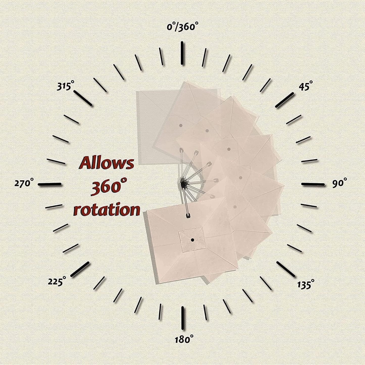 11 Feet Patio Umbrella with Base Outdoor Cantilever Round Umbrella Aluminum Offset Umbrella with 360-degree Rotation for Garden Deck Pool Patio, Beige