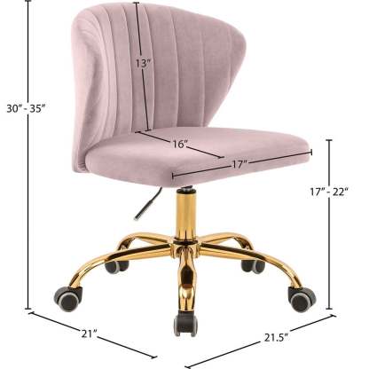 Meridian Furniture Finley Swivel Adjustable Black Velvet and Chrome Office Chair