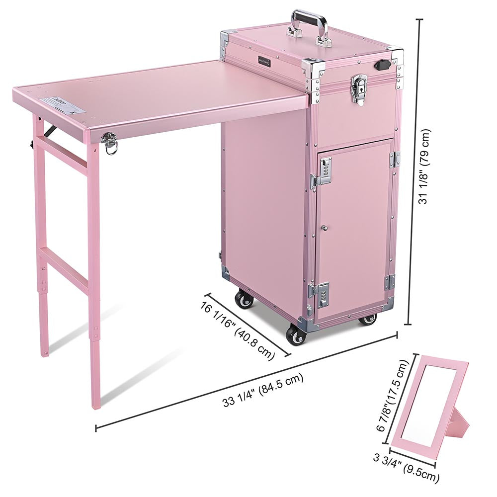 Byootique Nail Table Makeup Station Speaker Drawers Mirror