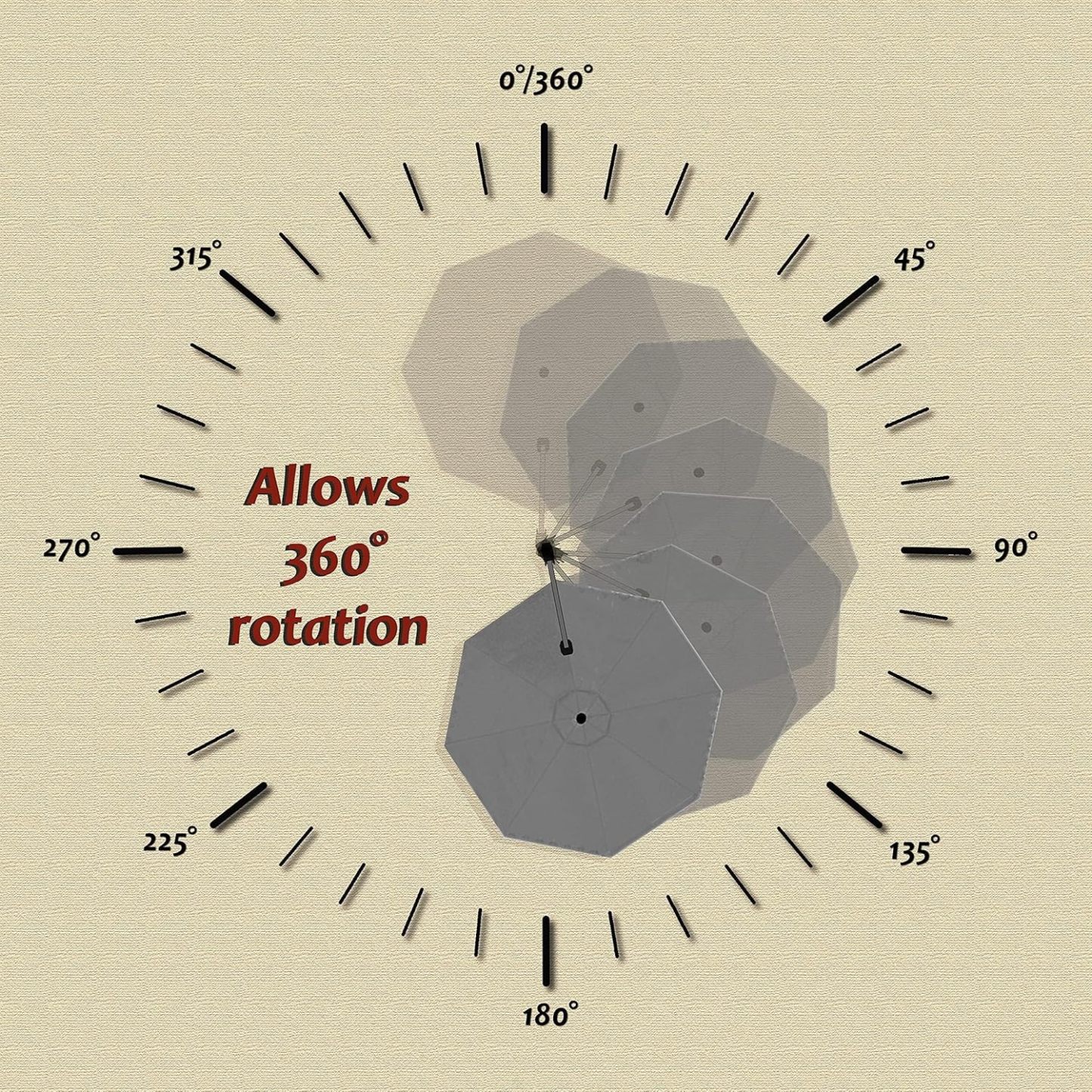 11 Feet Patio Umbrella with Base Outdoor Cantilever Round Umbrella Aluminum Offset Umbrella with 360-degree Rotation for Garden Deck Pool Patio, Beige