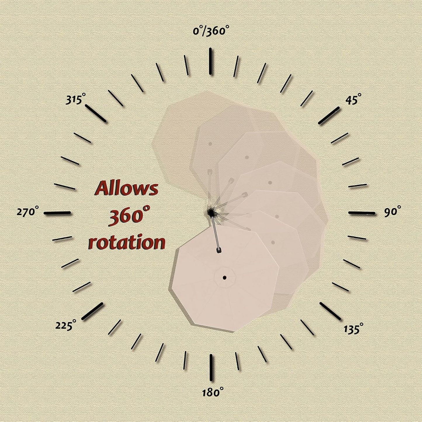 11 Feet Patio Umbrella with Base Outdoor Cantilever Round Umbrella Aluminum Offset Umbrella with 360-degree Rotation for Garden Deck Pool Patio, Beige