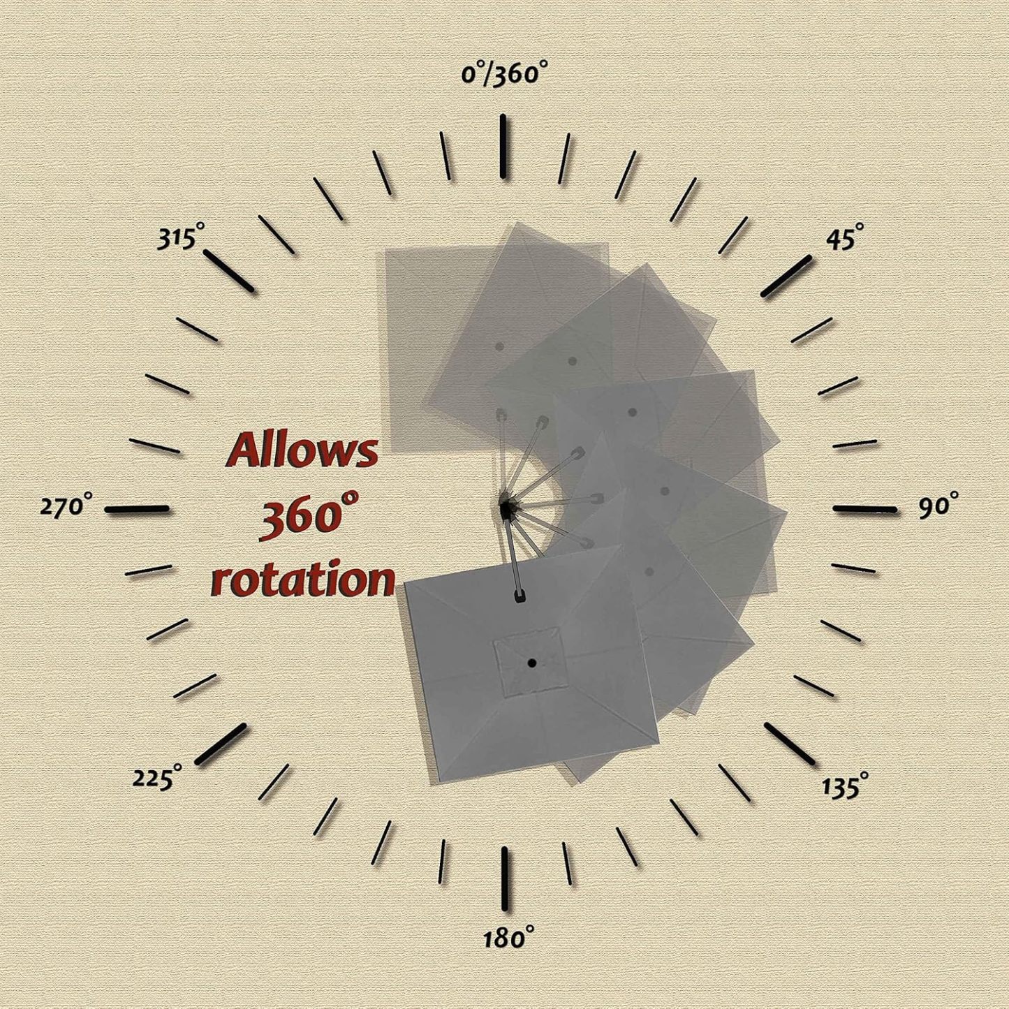 11 Feet Patio Umbrella with Base Outdoor Cantilever Round Umbrella Aluminum Offset Umbrella with 360-degree Rotation for Garden Deck Pool Patio, Beige