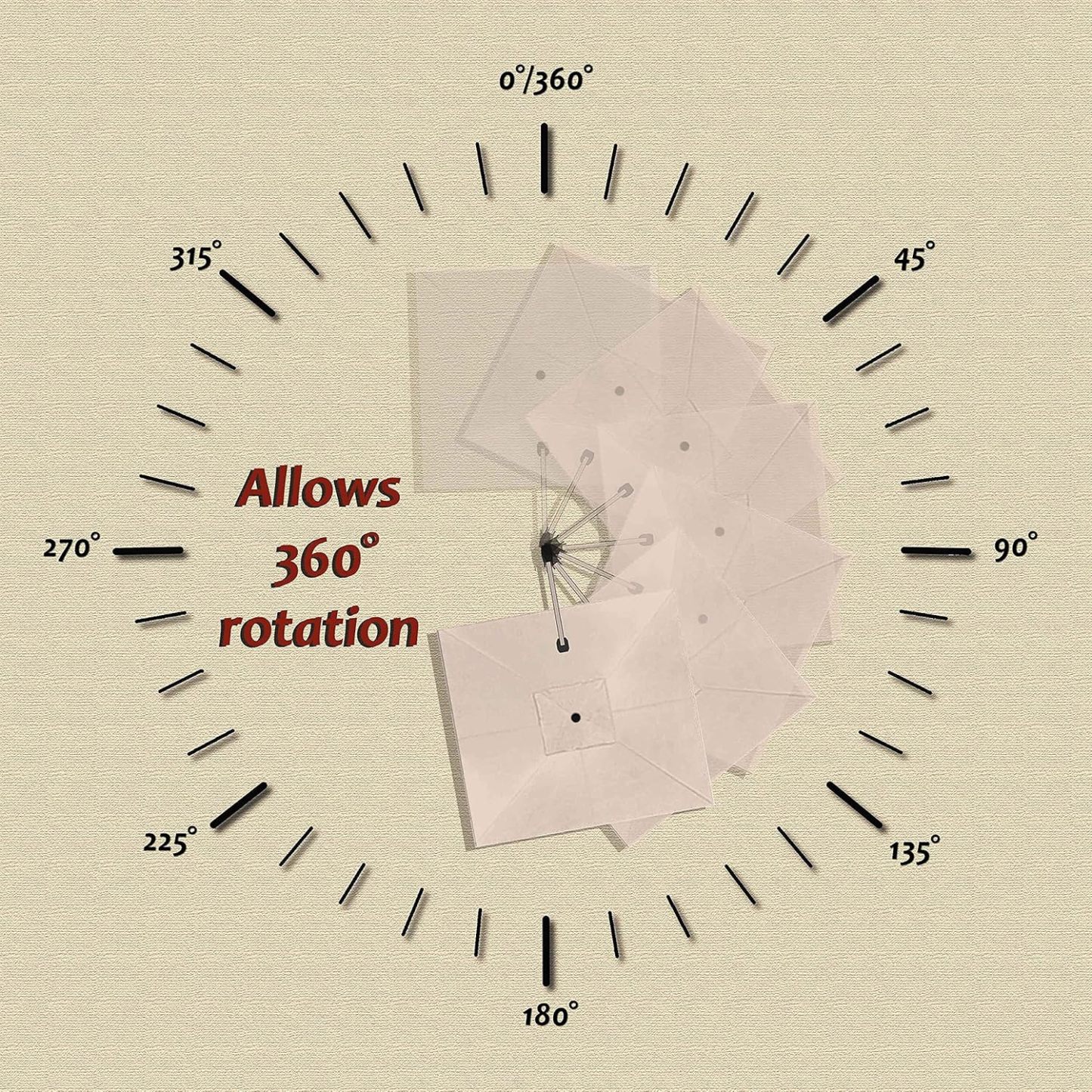 11 Feet Patio Umbrella with Base Outdoor Cantilever Round Umbrella Aluminum Offset Umbrella with 360-degree Rotation for Garden Deck Pool Patio, Beige