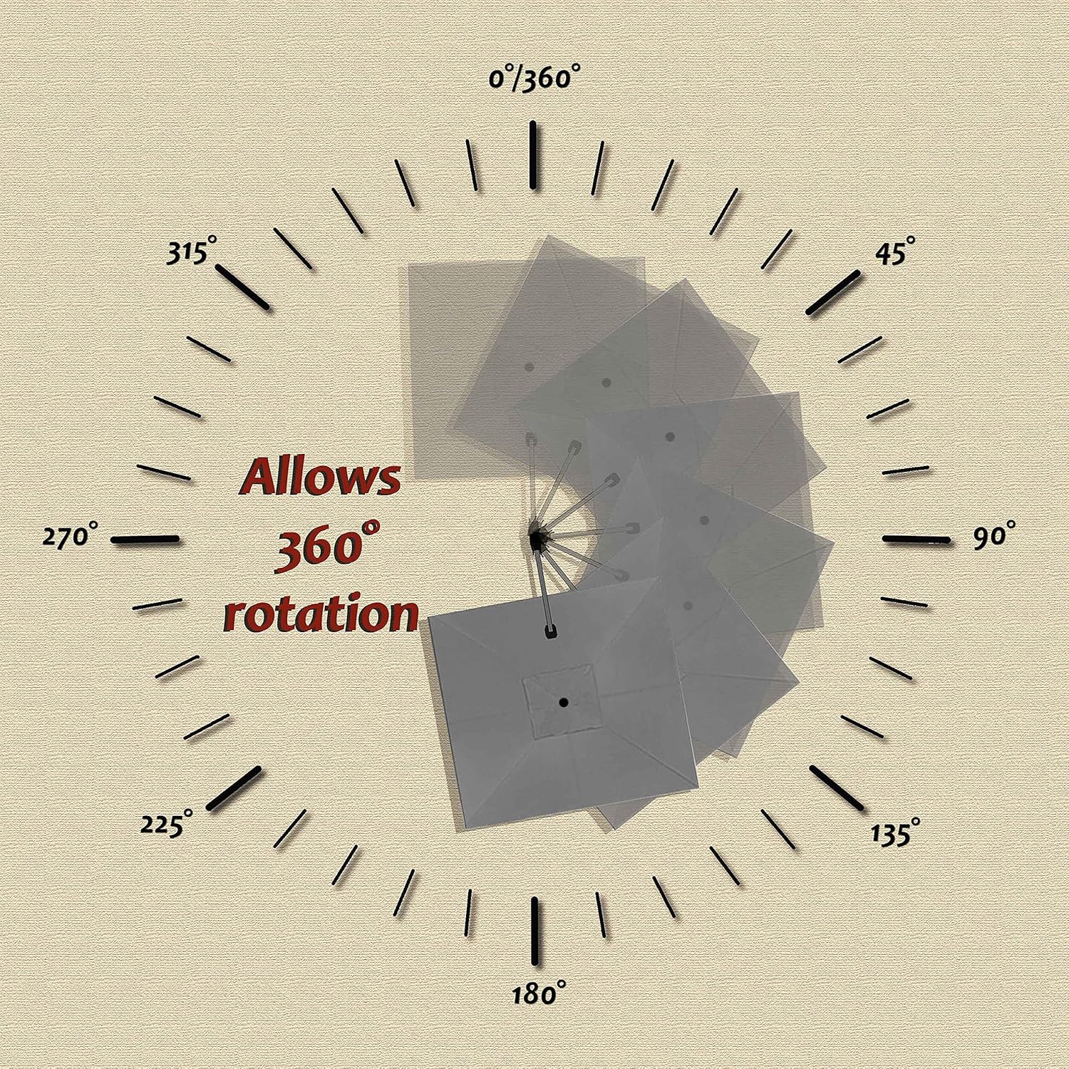 11 Feet Patio Umbrella with Base Outdoor Cantilever Round Umbrella Aluminum Offset Umbrella with 360-degree Rotation for Garden Deck Pool Patio, Beige