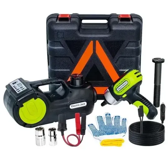 Electric Car Jack 5Ton 12V Hydraulic Car Jack Kit with Electric Impact Wrench for SUV MPV Sedan Truck Change Tires Garage Repair